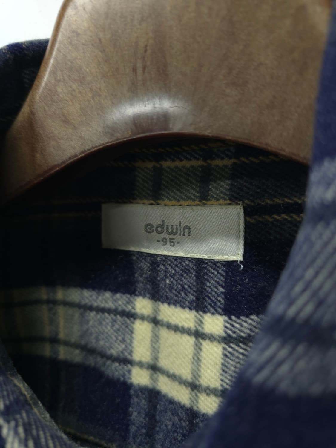 에드윈 남성 네이비 옐로우 체크 모직 셔츠 상품이미지5