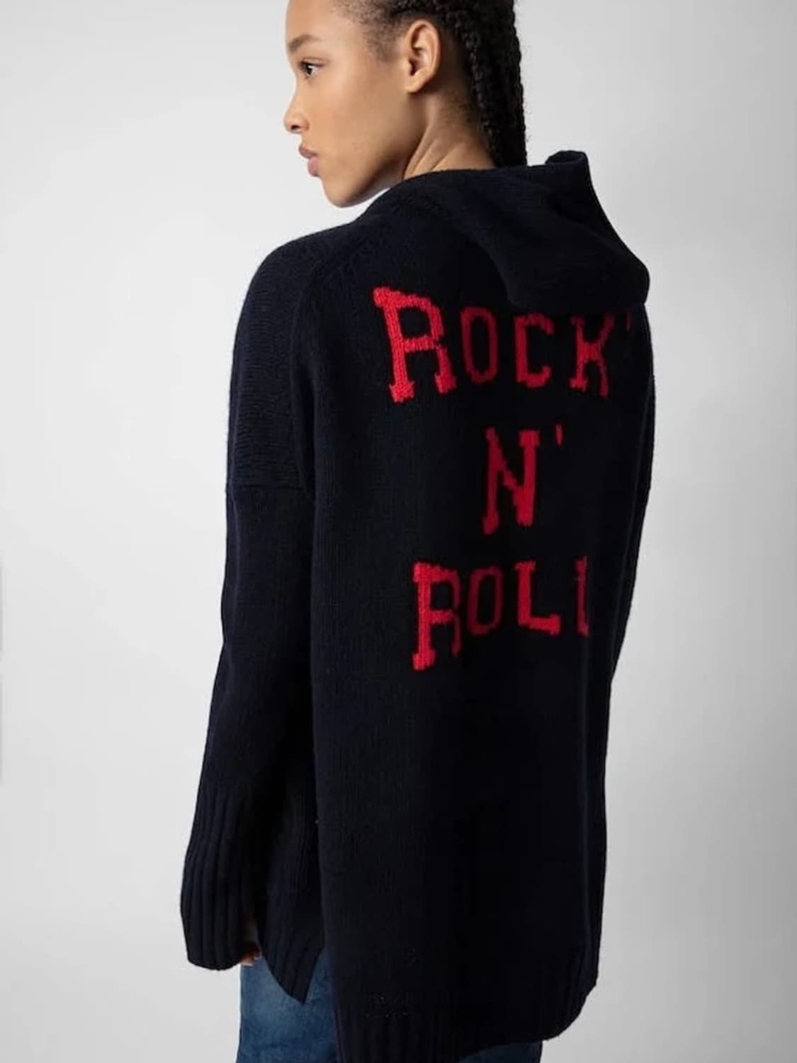 [M] 쟈딕앤볼테르 Salma 락앤롤 레터링 울 후디 가디건 상품이미지1