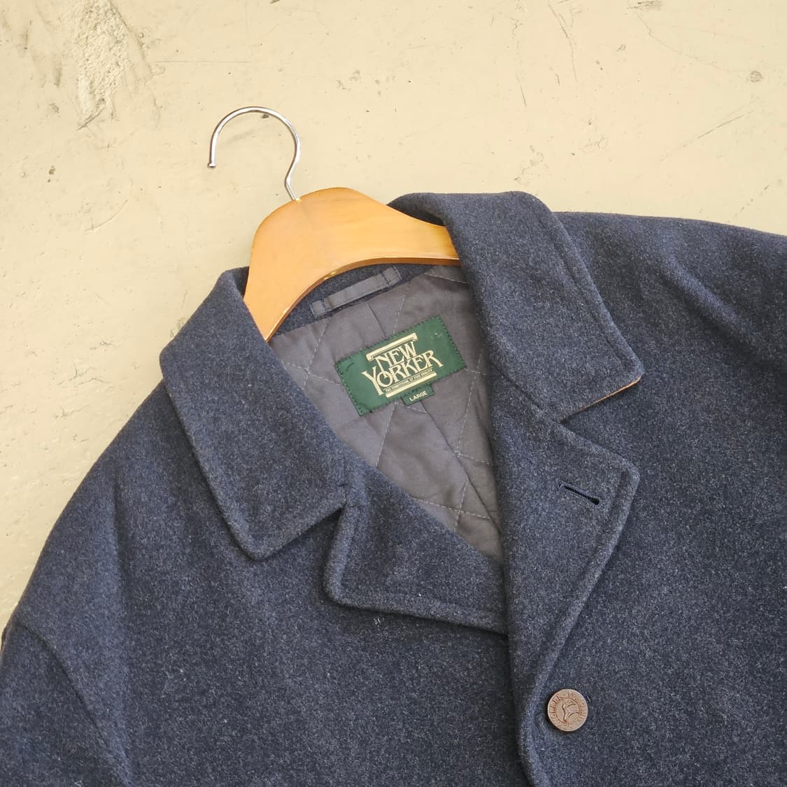 NEWYORKER 뉴요커 오버핏 울자켓 가죽디테일 빈티지 반코트 2XL 상품이미지2
