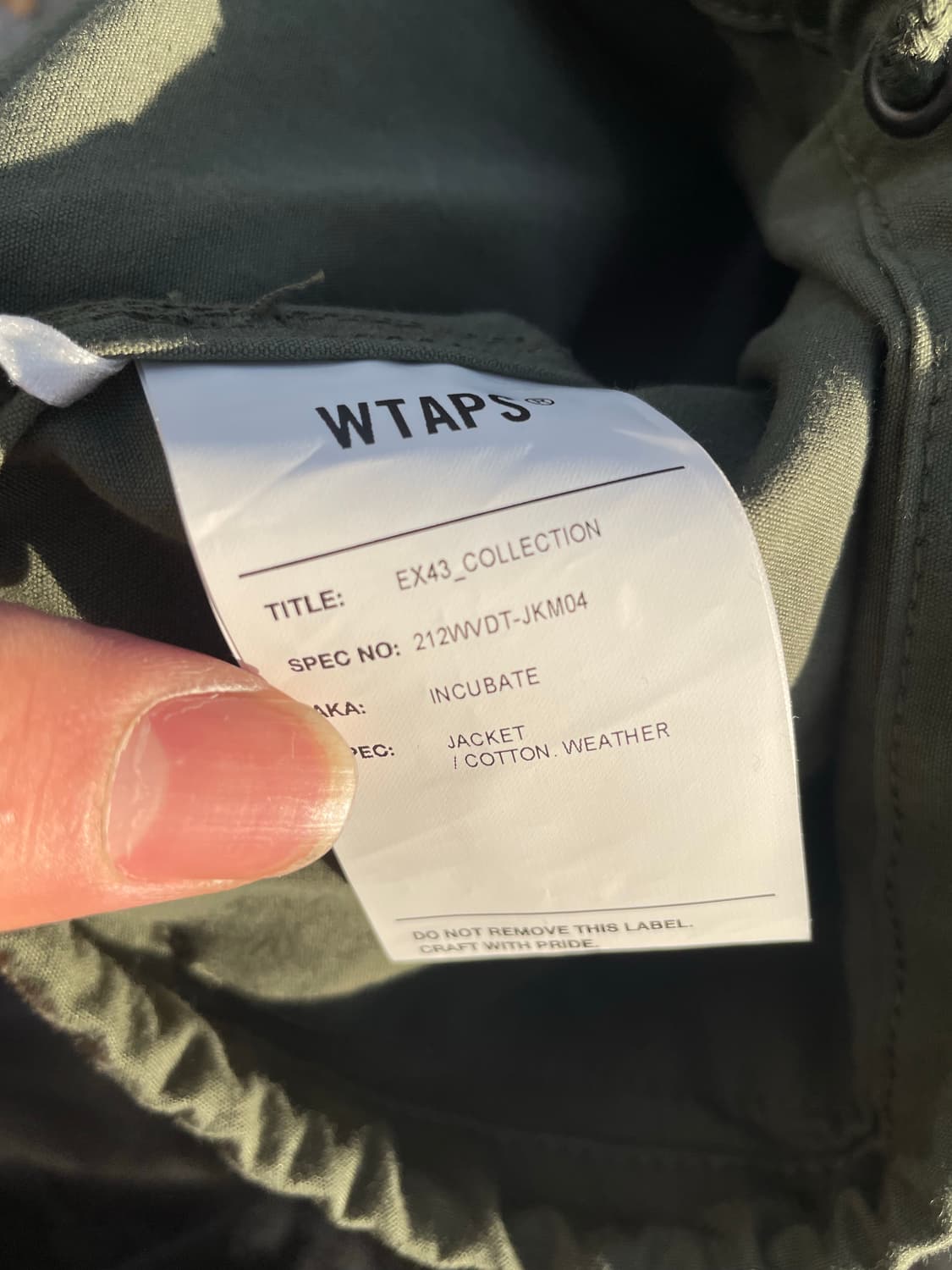 더블텝스 wtaps 21fw 인큐베이트 퍼티그 후드자켓 상품이미지10