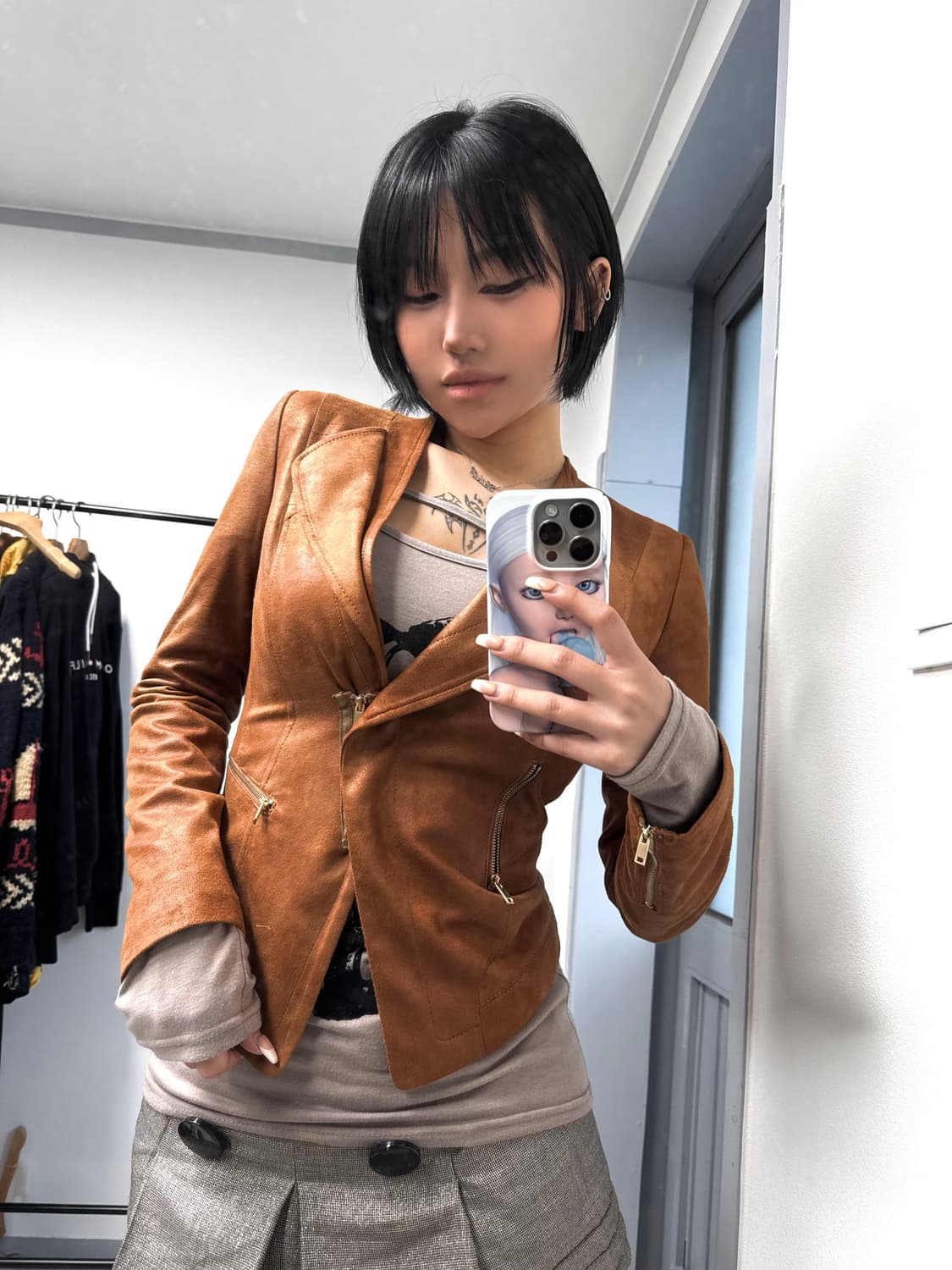 락시크 레드브라운 스웨이드자켓  상품이미지2