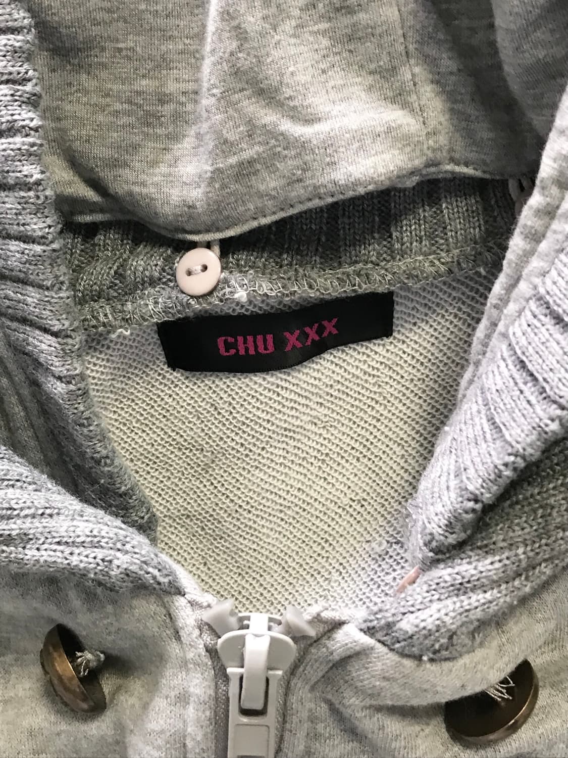 빈티지 chuxxx 펑크 y2k 하이넥 골지 투웨이 후드 집업 상품이미지10