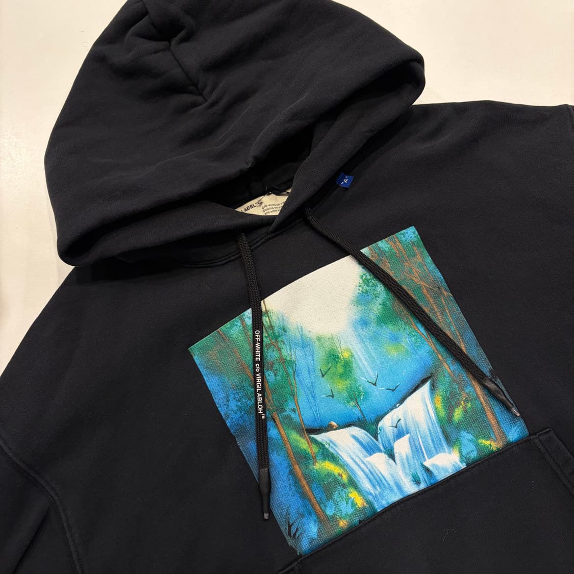 [M] 오프화이트 워터풀 폭포 프린팅 블랙 후드티 C241 상품이미지3