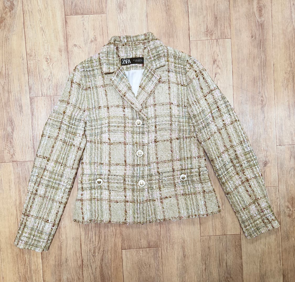 자라(ZARA) 골드베이지 트위드자켓 55 새상품 상품이미지3