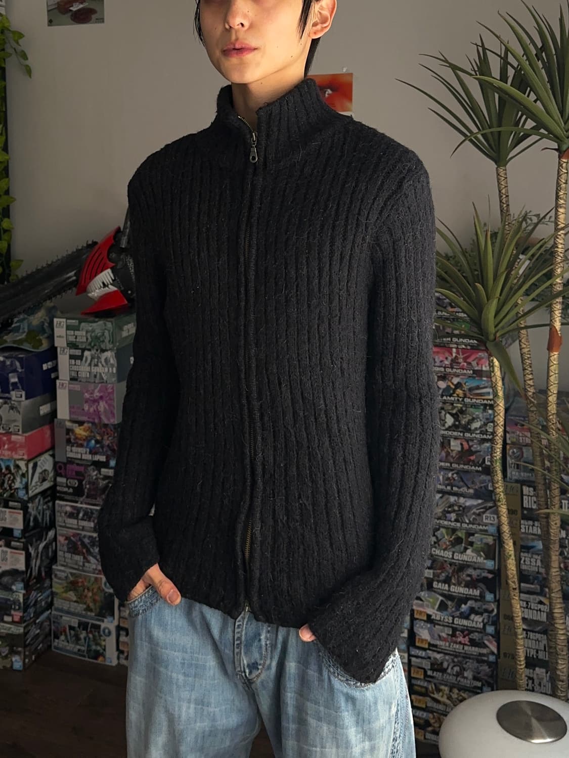 5351 Pour Les Homme 슬림 루즈 니트 집업 상품이미지1