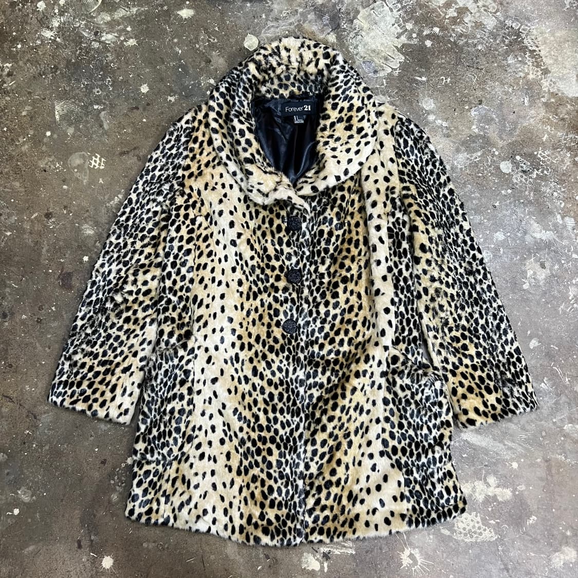 S) 포에버21 레오파드 퍼 코트 상품이미지1