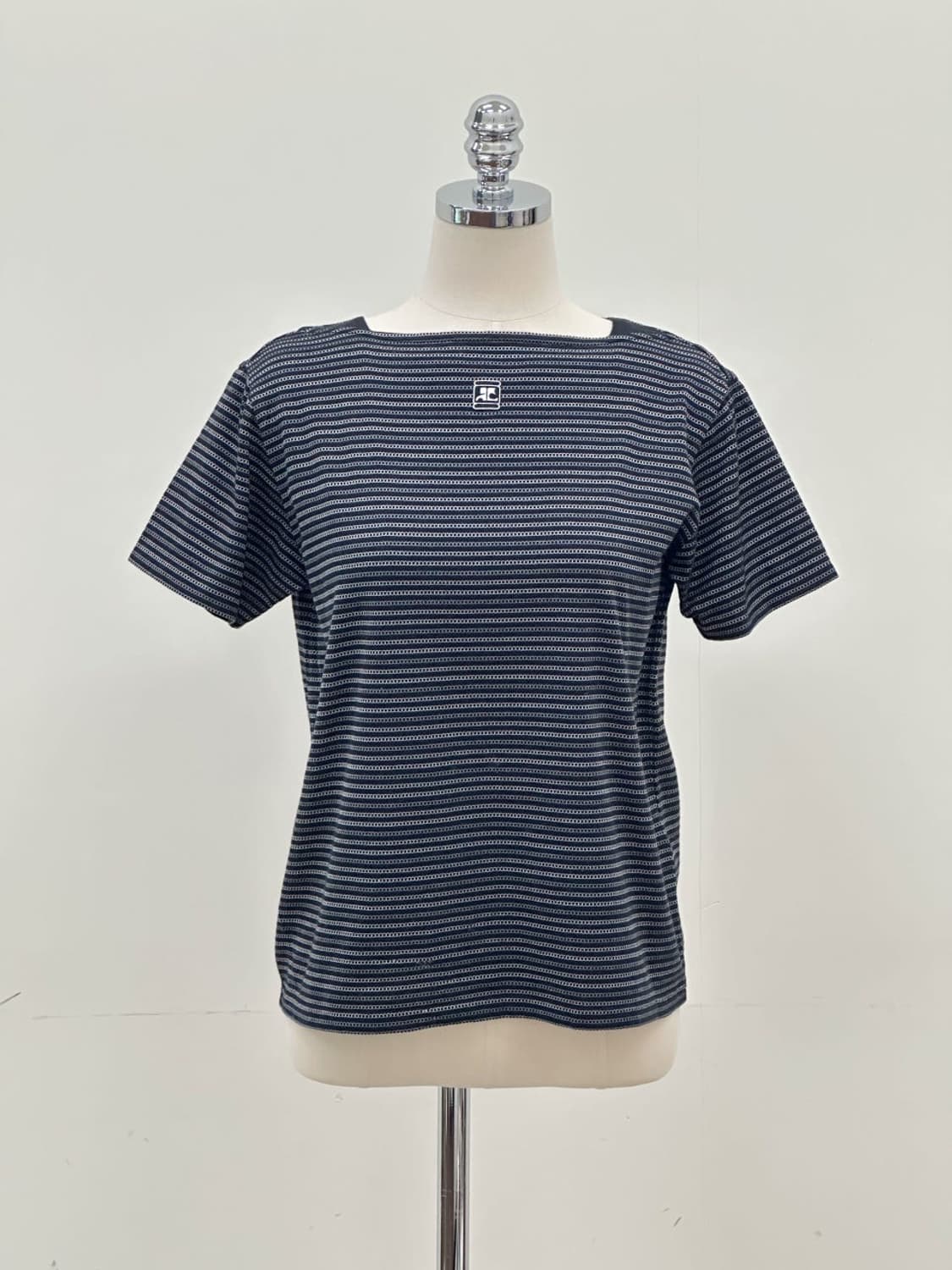 courreges / 꾸레쥬 스트라이프 스퀘어넥 반팔 티셔츠  상품이미지6