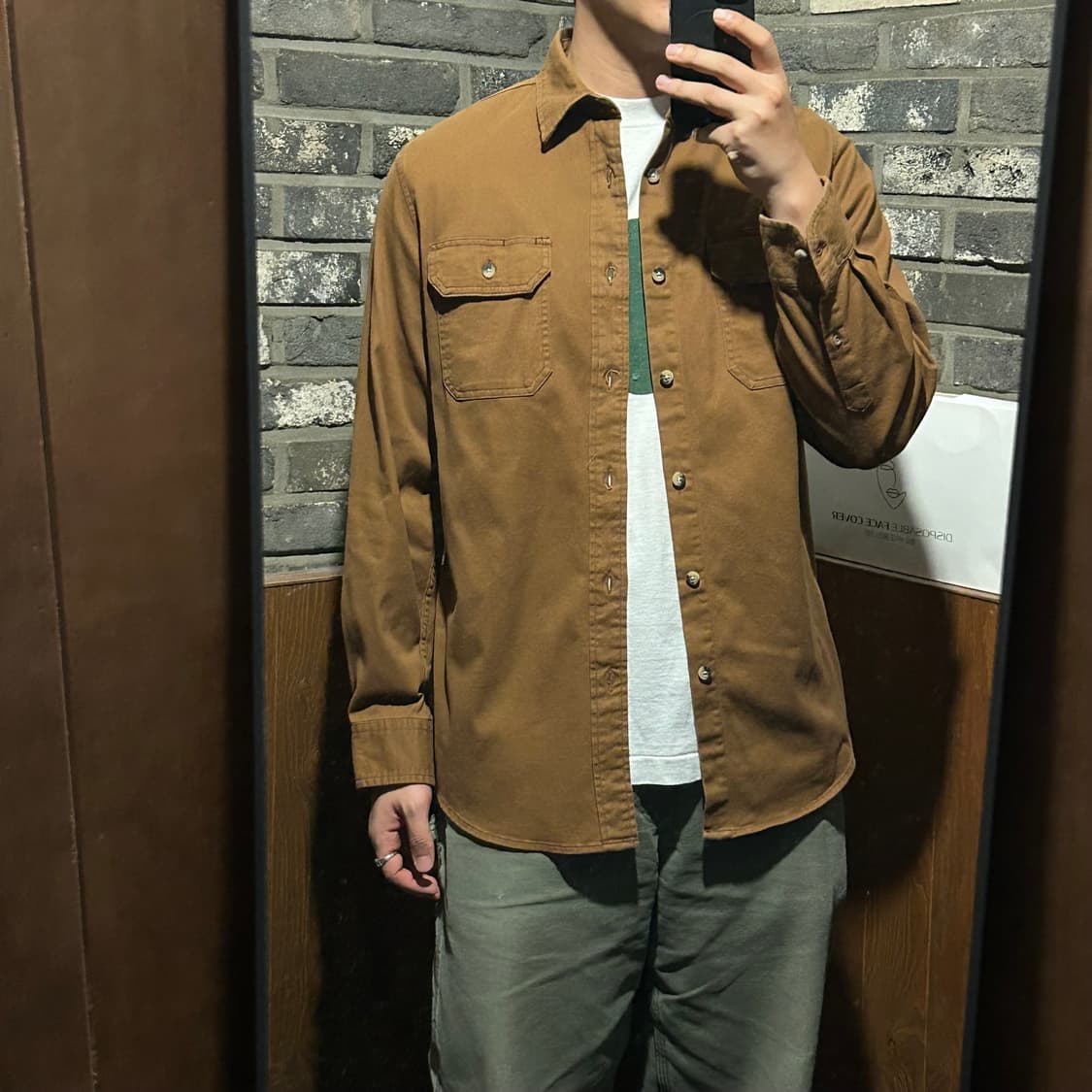 M) Wrangler 랭글러 투포켓 워크웨어 코튼 셔츠 브라운 W2 상품이미지8