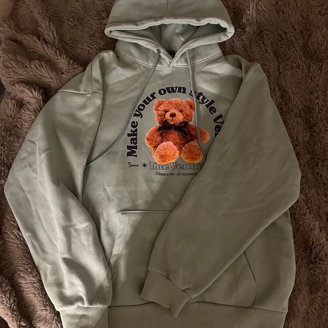 벤힛 민트 곰돌이 기모후드티 상품이미지1