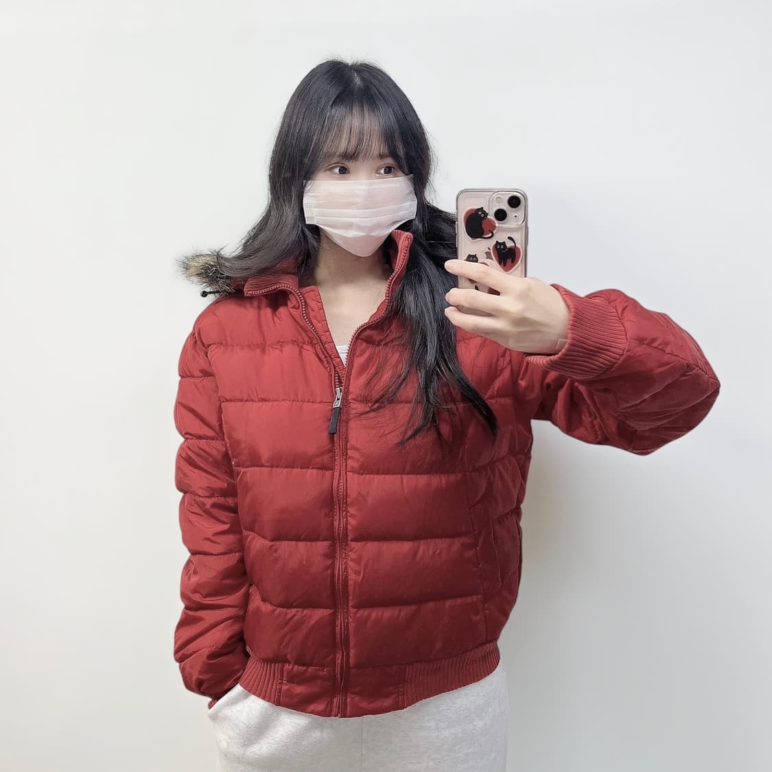 폴로 진스 컴퍼니 다운 봄버 패딩 레드 상품이미지1