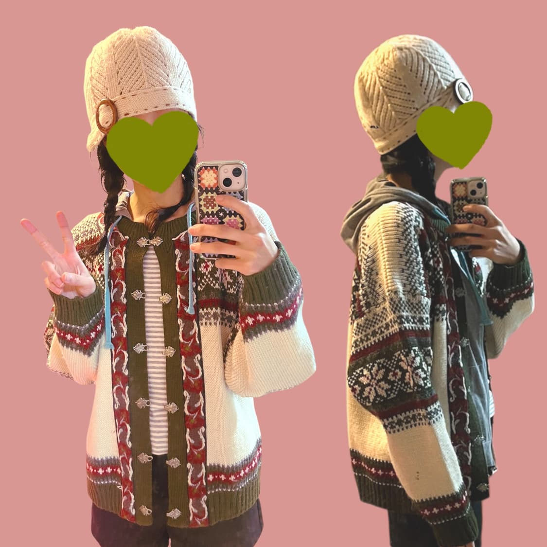 빈티지 노르딕 패턴 가디건 상품이미지2