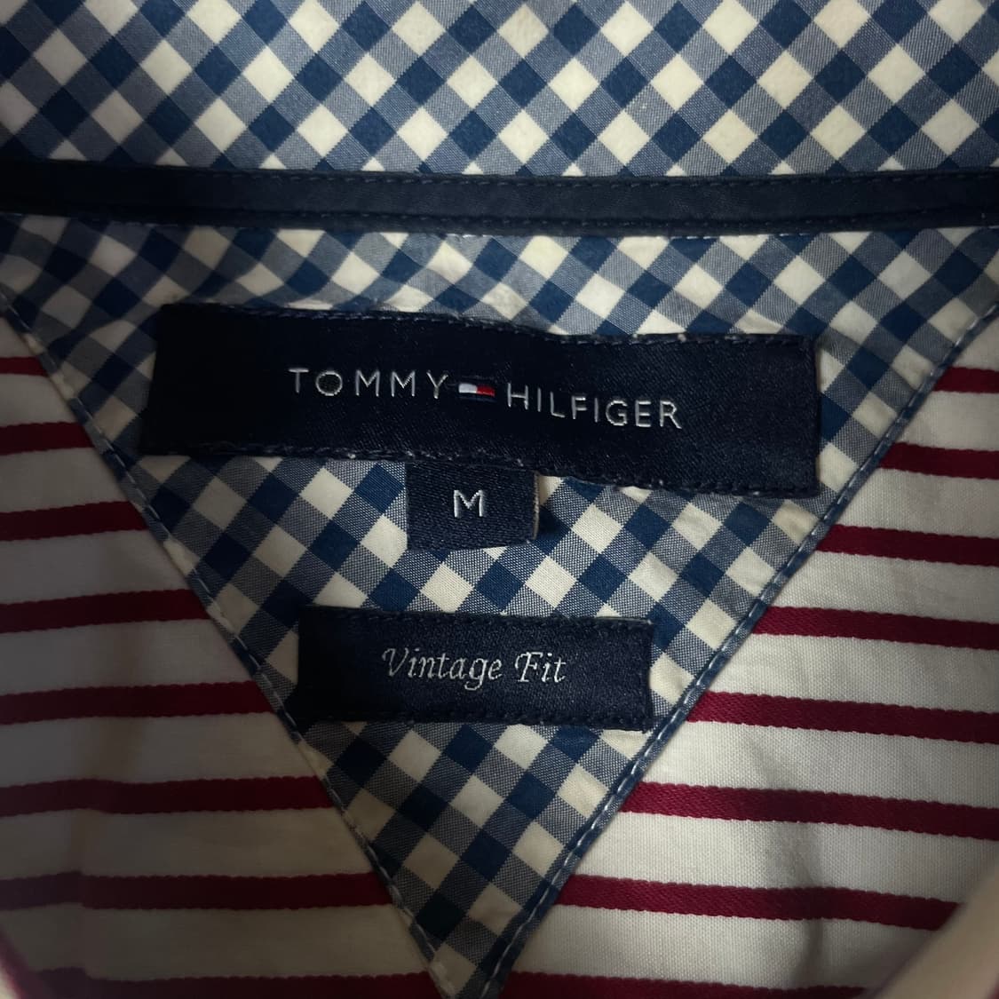 타미힐피거 레드 화이트 스트라이프 긴팔 셔츠 빈티지핏 M 상품이미지4