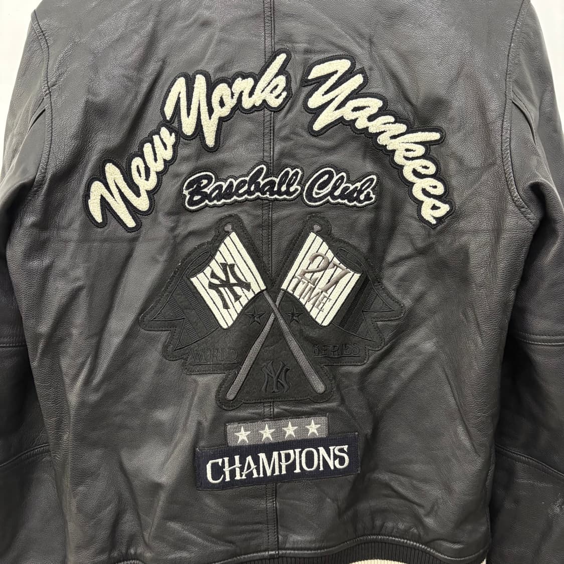 MLB NY 양키즈 블랙 가죽 야구 점퍼 여/M 상품이미지8