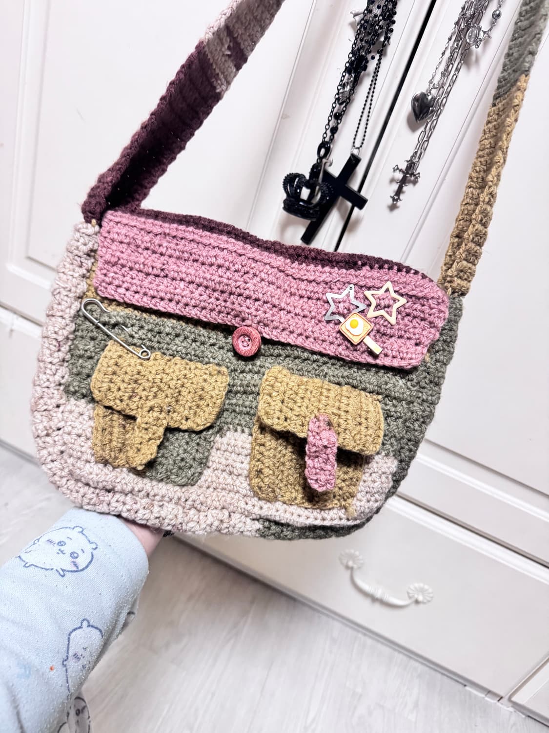 빈티지 모리걸 모리 가방 핸드메이드 뜨개질 크로스백 숄더백 상품이미지3