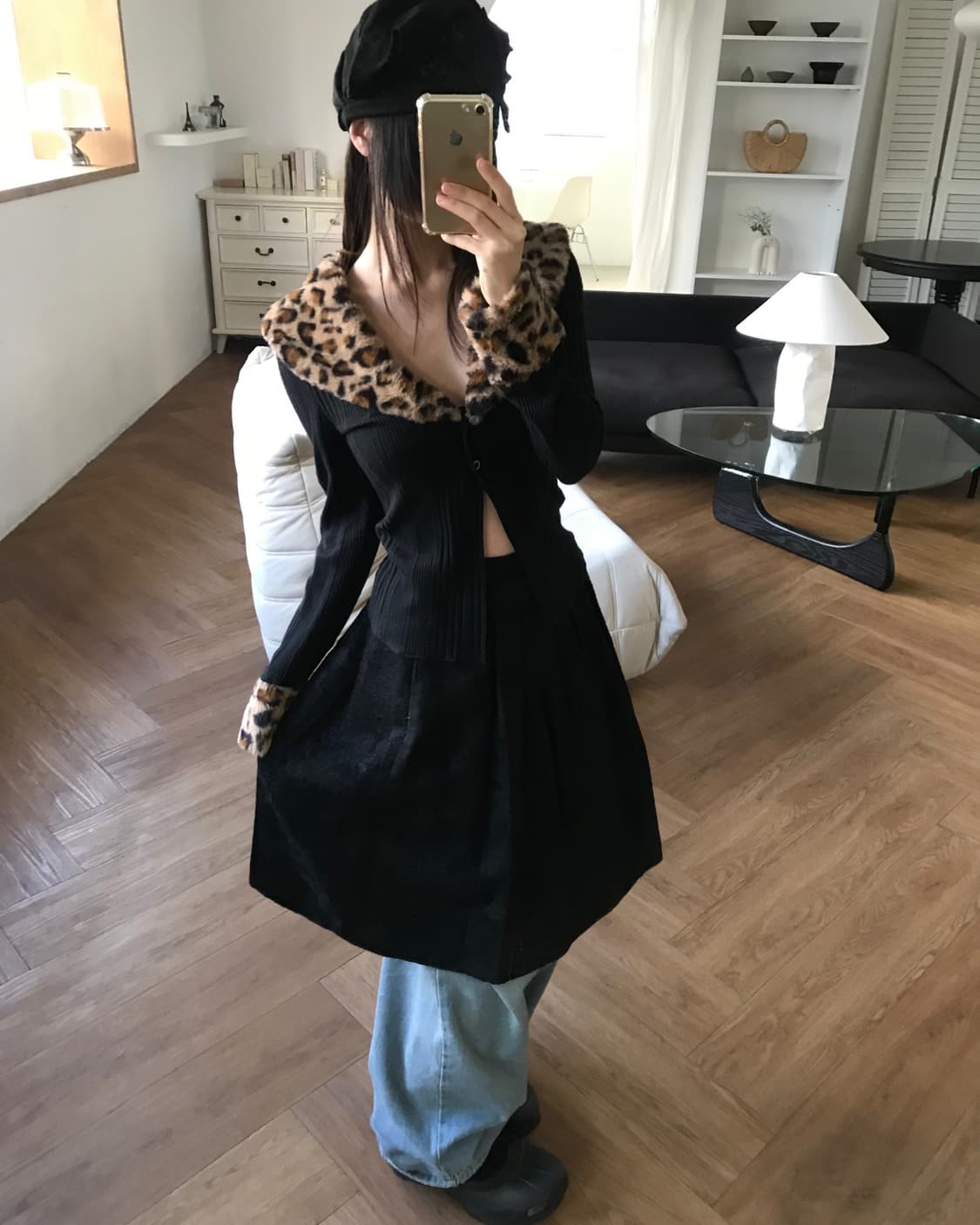 vintage pattern fur cardigan 상품이미지2