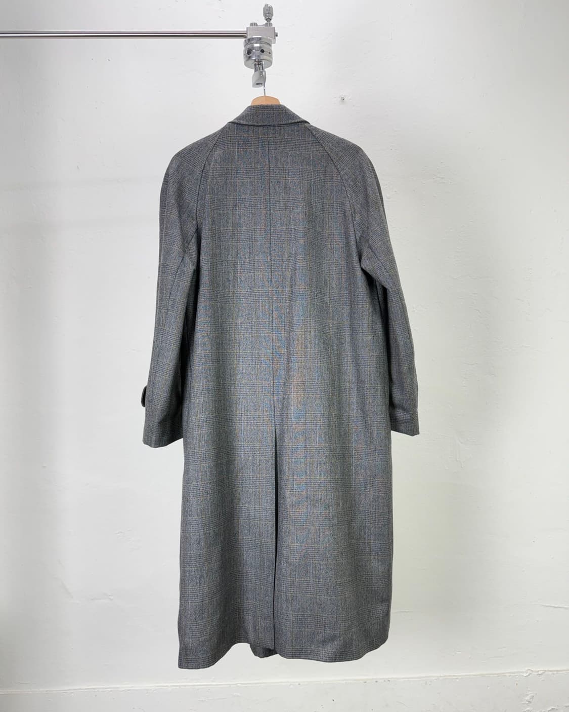 런던 포그 모스 그레이 싱글 카라 발마칸 헤링본 롱 코트 상품이미지5