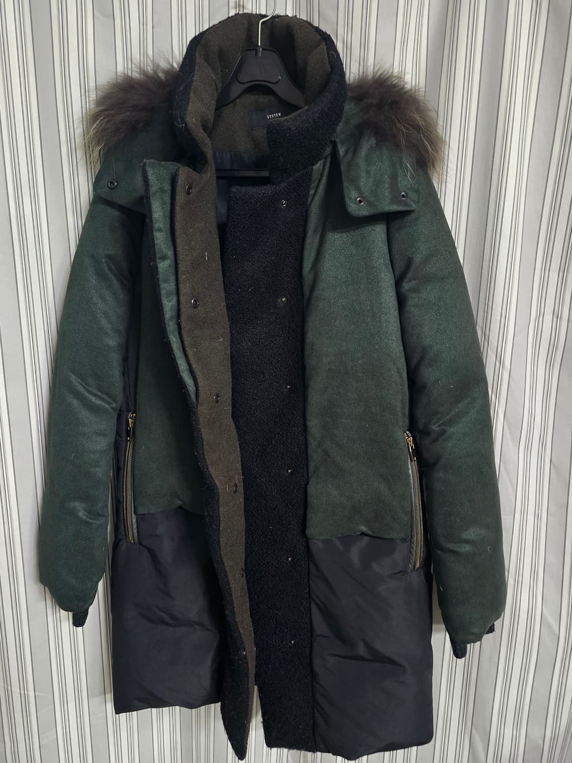 (82-94-160)한섬  SYSTEM  여성후드 털 패딩 코트 상품이미지2