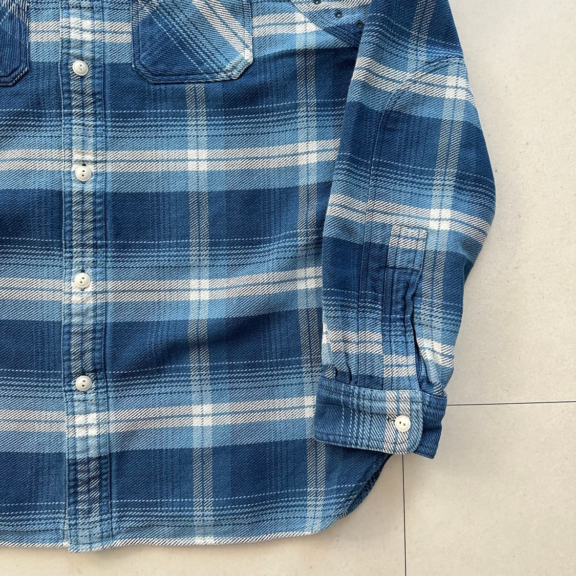 폴로 랄프로렌 플래드 플란넬 인디고 워크 셔츠 L QR인증  상품이미지3