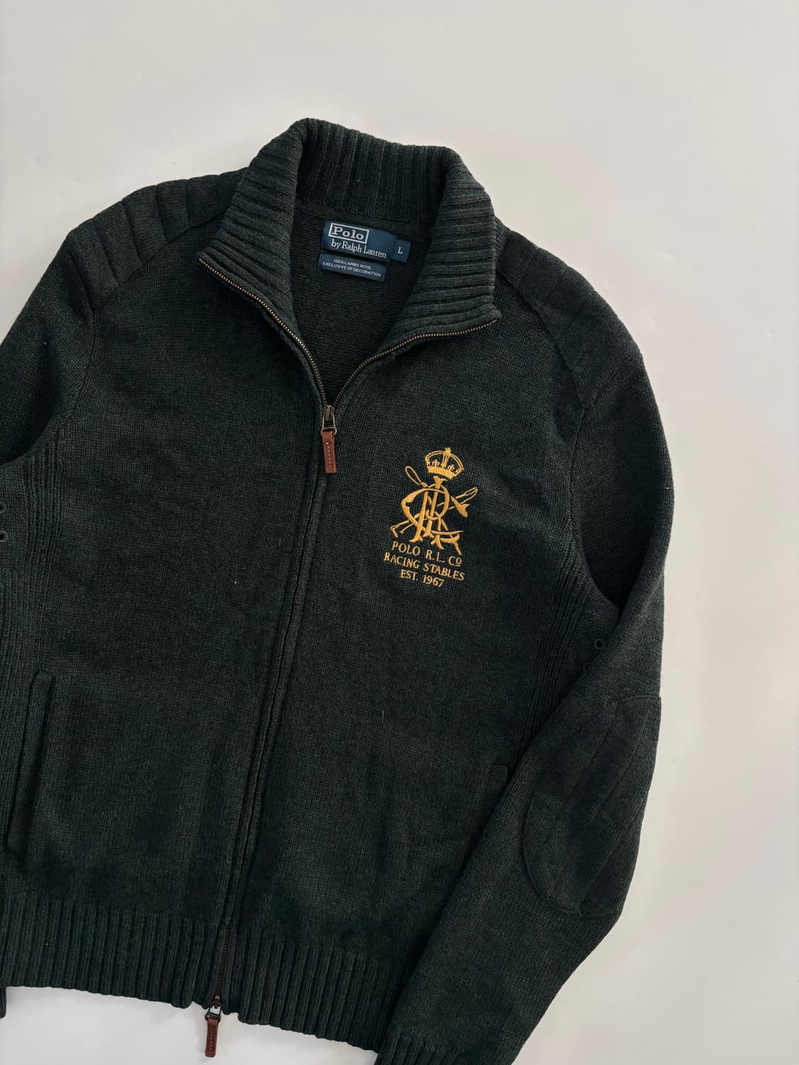 Polo 폴로 랄프로렌 엠브로이드 딥그린 램스울 니트 집업 상품이미지1