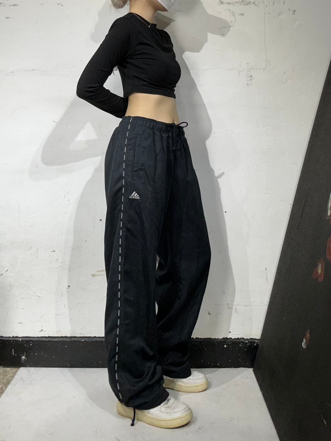 아디다스 블랙 사이드 라인 포인트 팬츠 추리닝 바지 L 상품이미지1