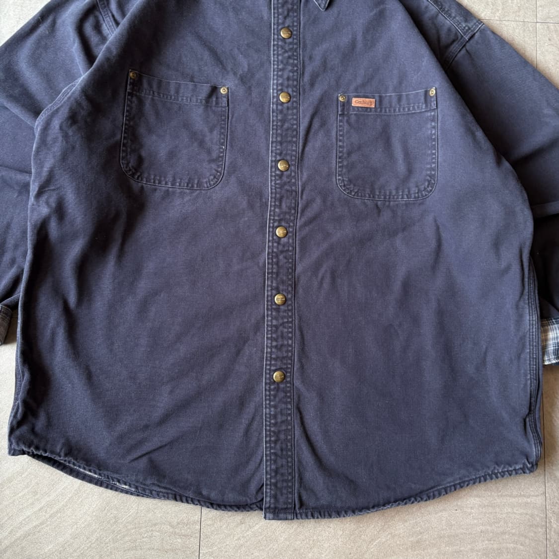 칼하트 정품 네이비 라이닝 체크 워크 셔츠 상품이미지4