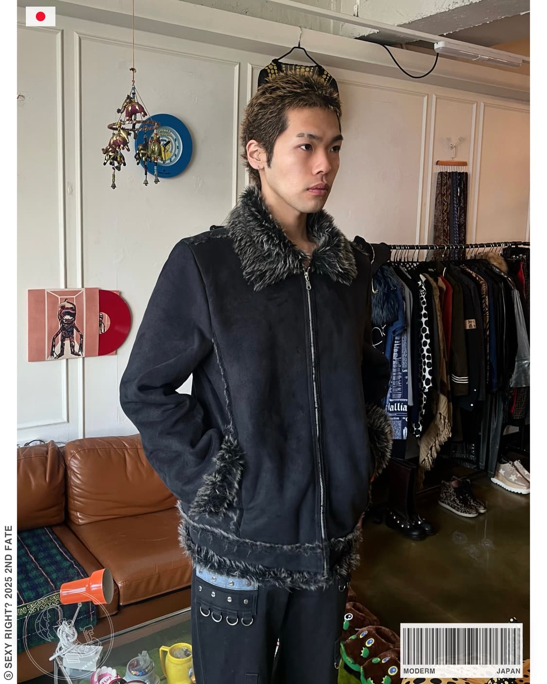 90-00s Moderm V-Kei Fur Trim Leather JK 상품이미지1