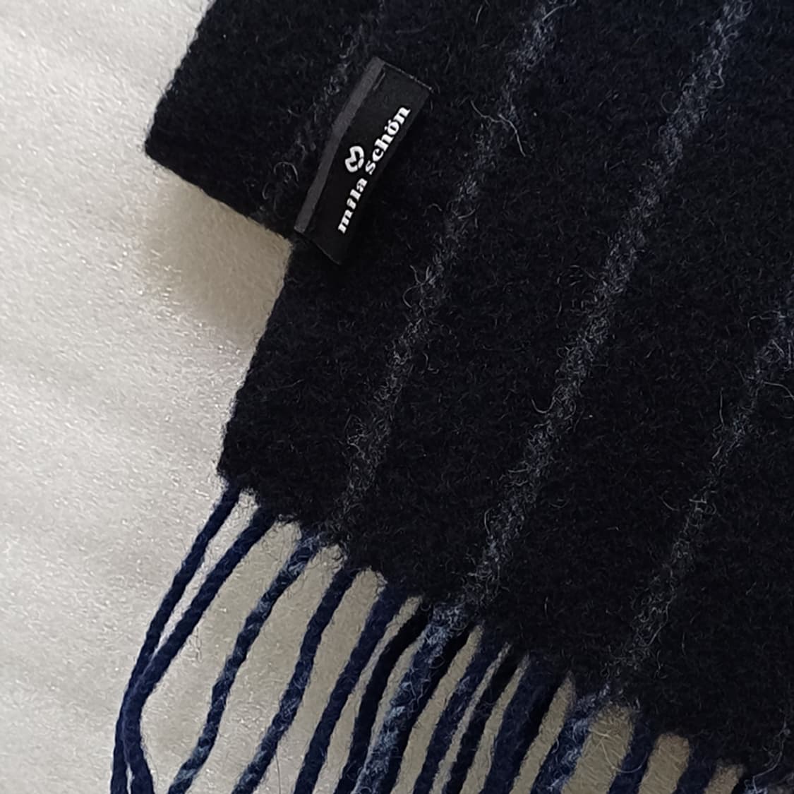 밀라숀 남성 남자 울 머플러 블랙 스트라이프 목도리 훌륭 사랑봉봉 상품이미지4