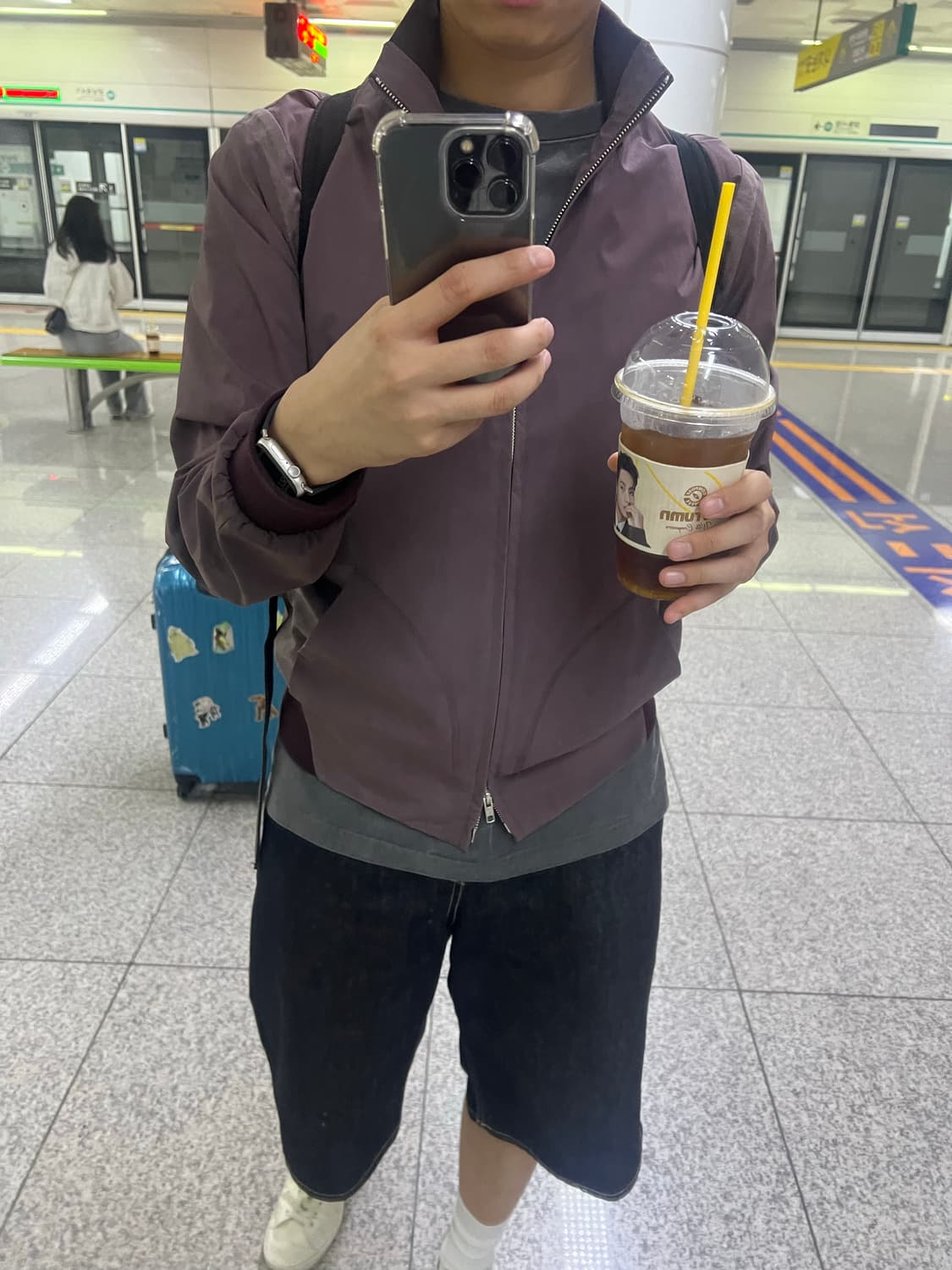 엑슬림 버건디 집업 상품이미지5