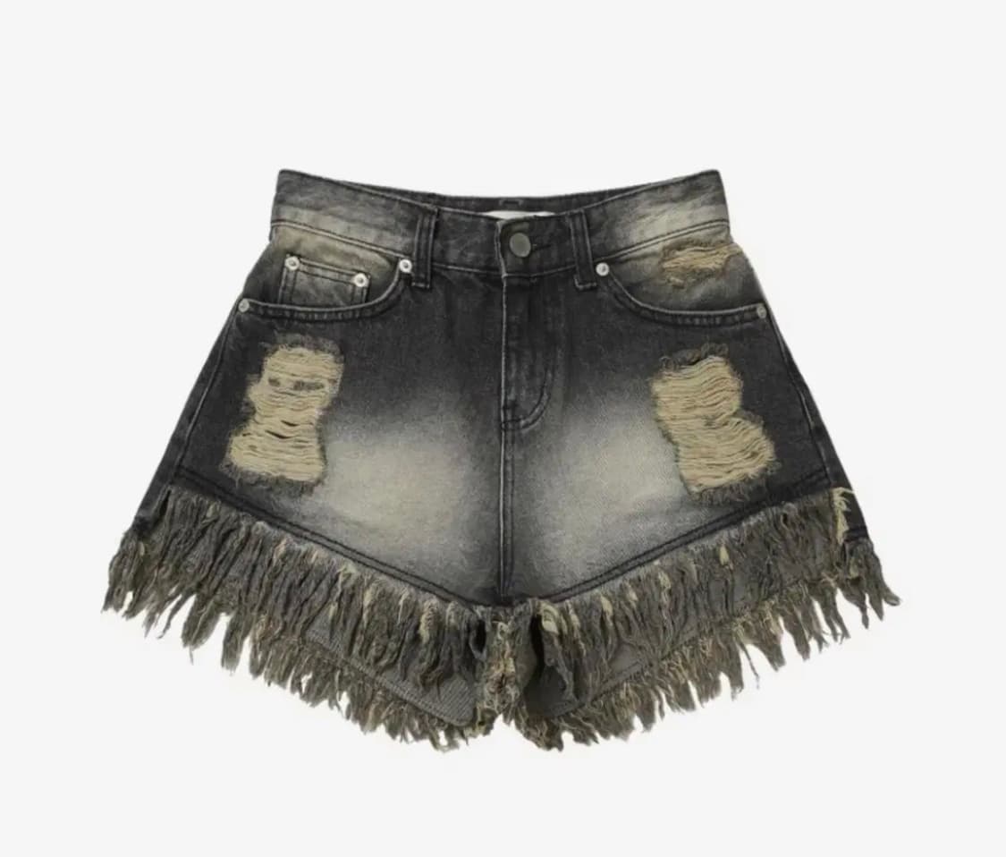 보헤미안서울 데미지 워싱쇼츠 그레이 M 상품이미지1