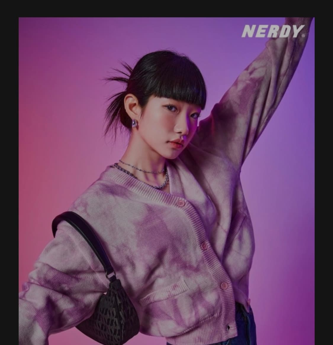 택달린새상품 NERDY 널디 크롭 가디건 라이트 퍼플 M 상품이미지1