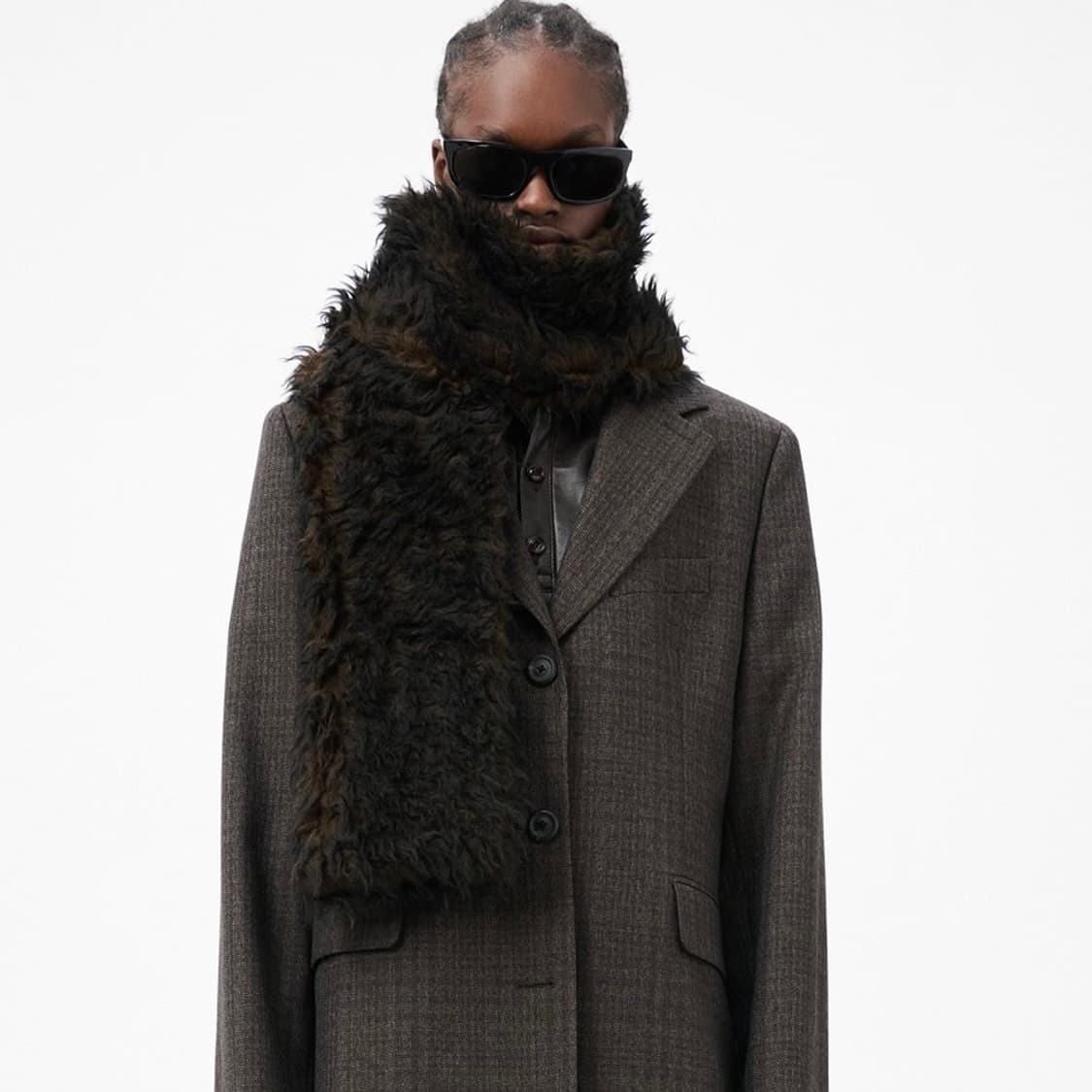 아워레가시 25fw FLOSS 시어링 머플러/브라운 상품이미지1