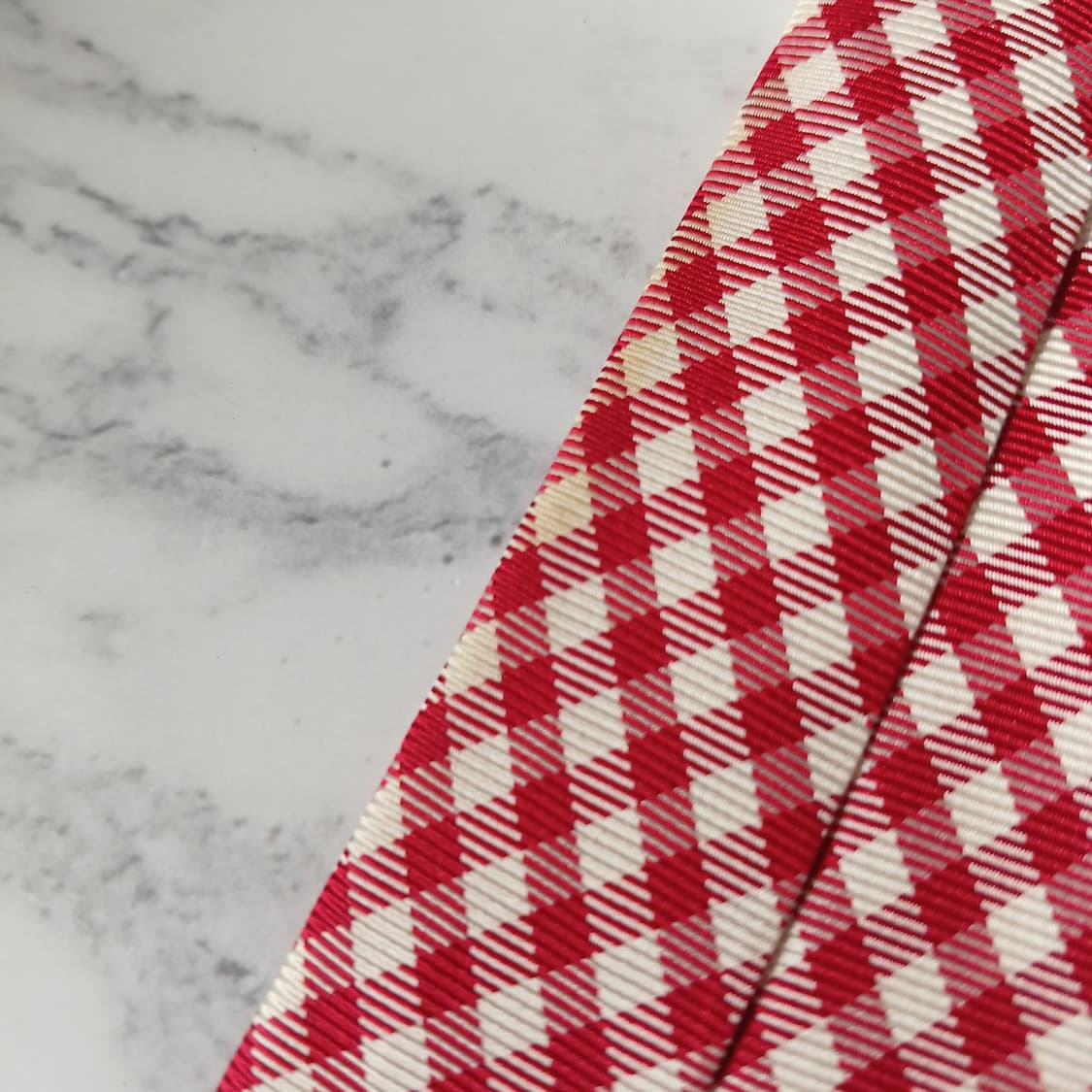 타미 힐피거 실크 레드 체크 패턴 넥타이 7cm A등급 E884 상품이미지10