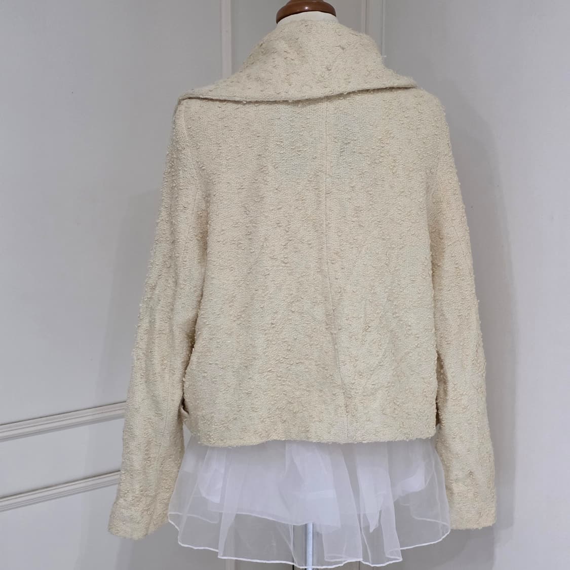 일본빈티지)로맨틱히메라떼갸루st 모리걸 트위드리즈리사깔 리본 볼레로자켓 상품이미지2