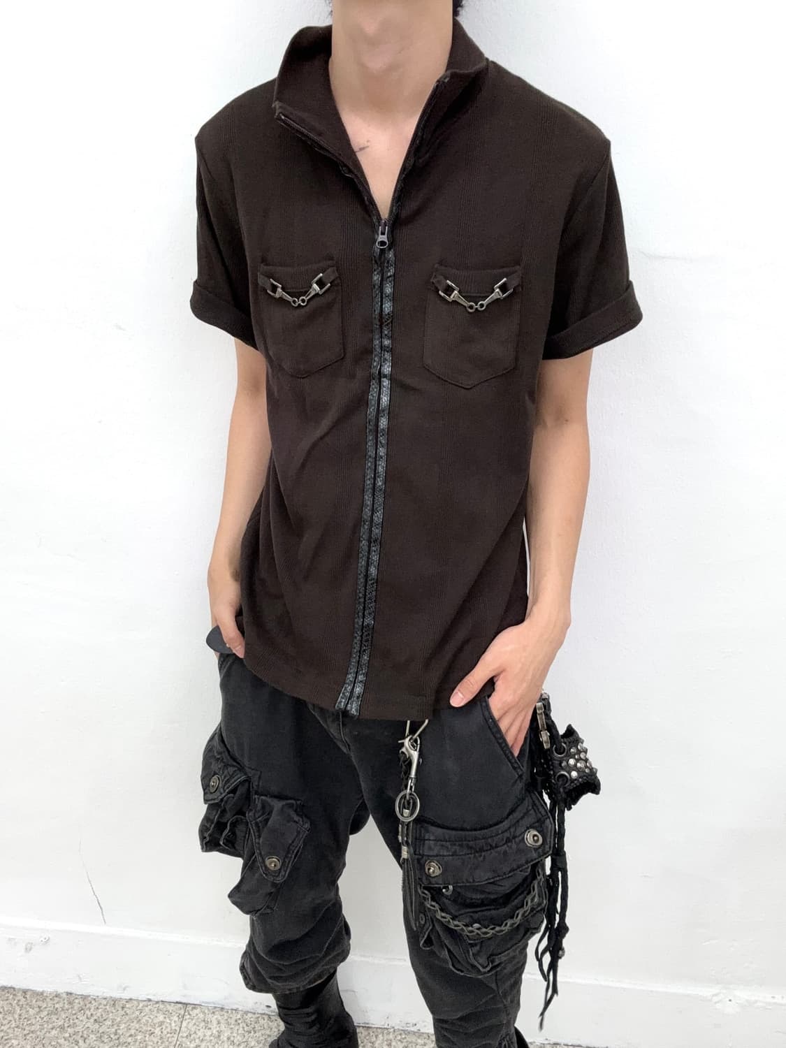 Brown Python leather strap detail top   상품이미지2
