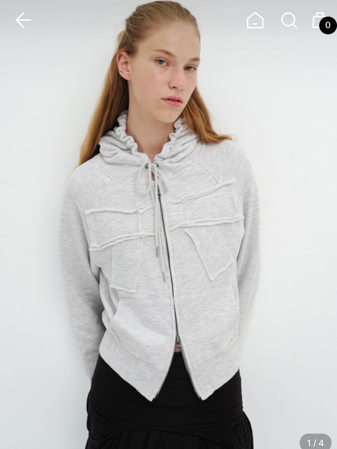 CERRIC 빅 리본 후드집업 BIG RIBBON ZIPUP / 멜란지 상품이미지1