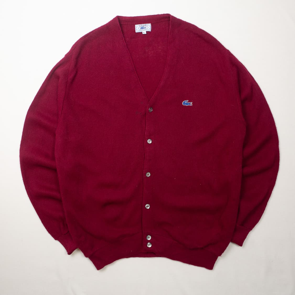 80s IZOD 라코스테 아크릴 가디건 버건디 상품이미지1