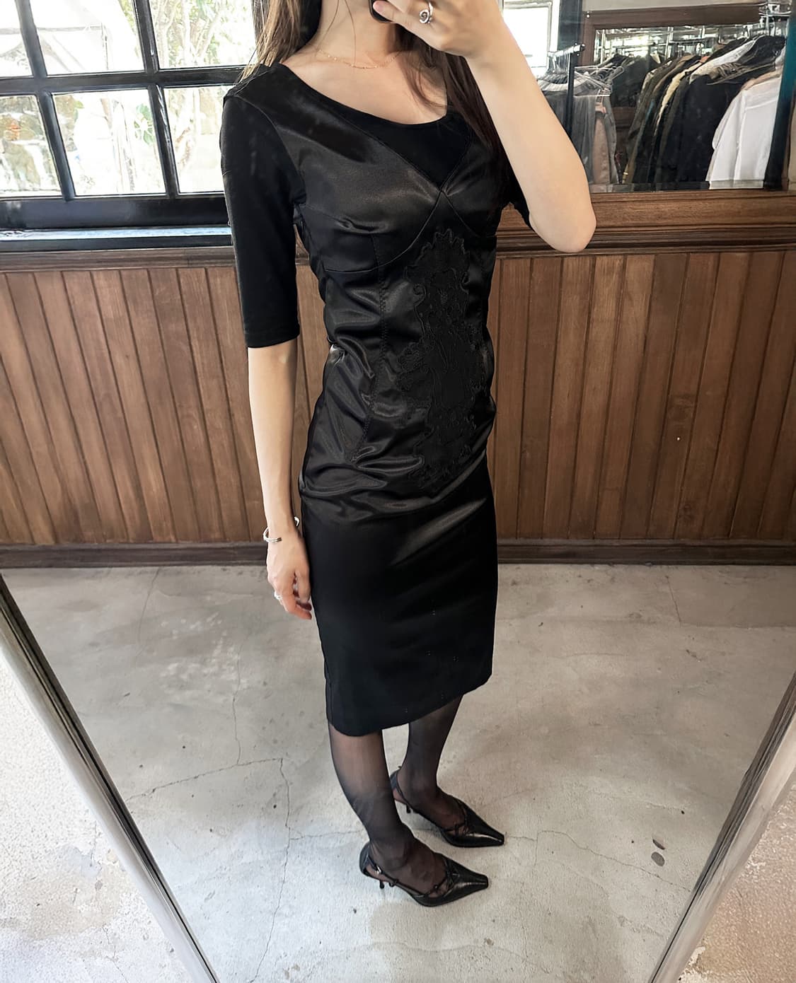 DOLCE&GABBANA black satin lace dress 상품이미지2