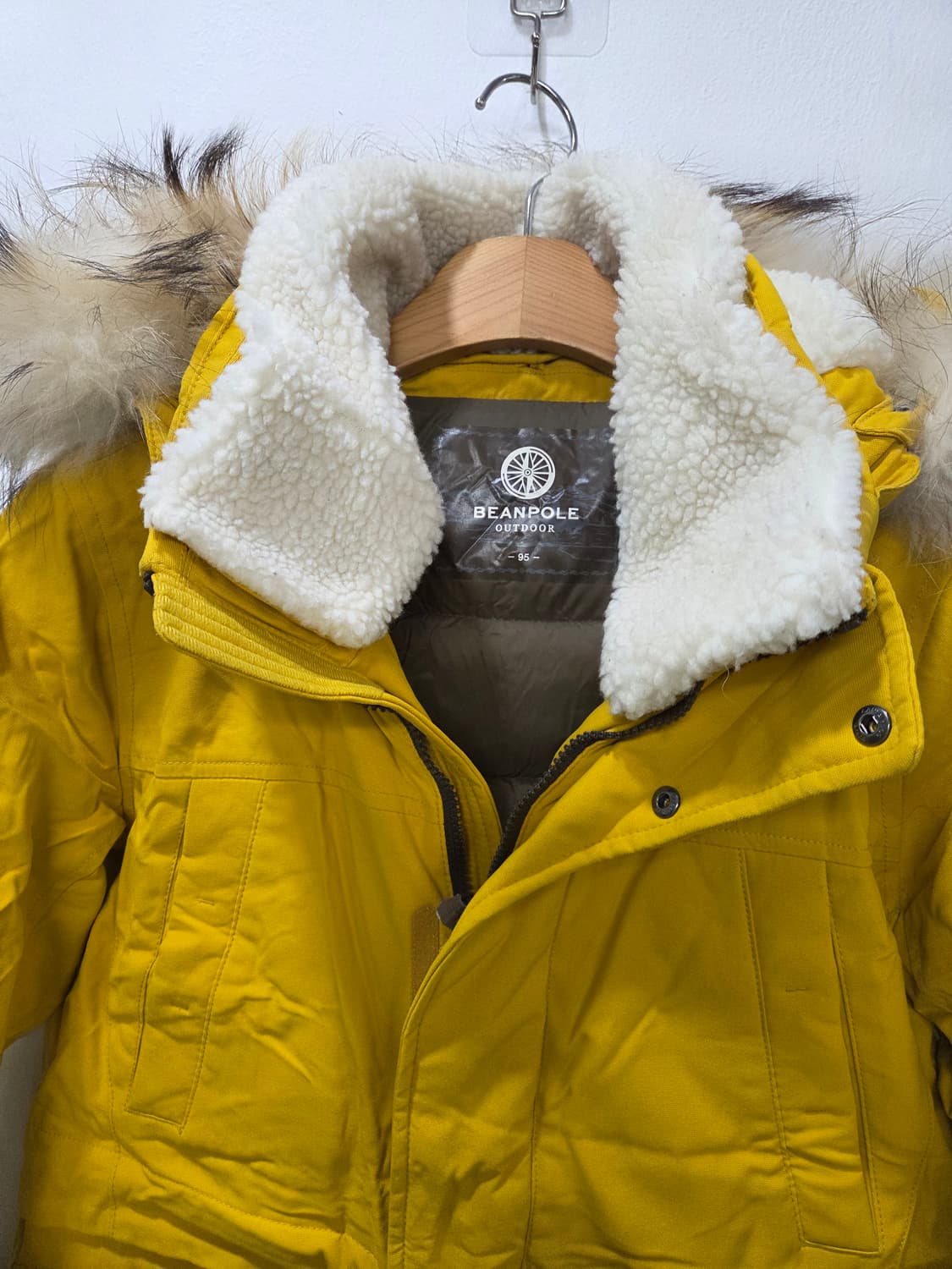 빈폴 덕다운패딩 후드 패딩 점퍼 95 머스타드컬러 야상형패딩 남녀공용  상품이미지3