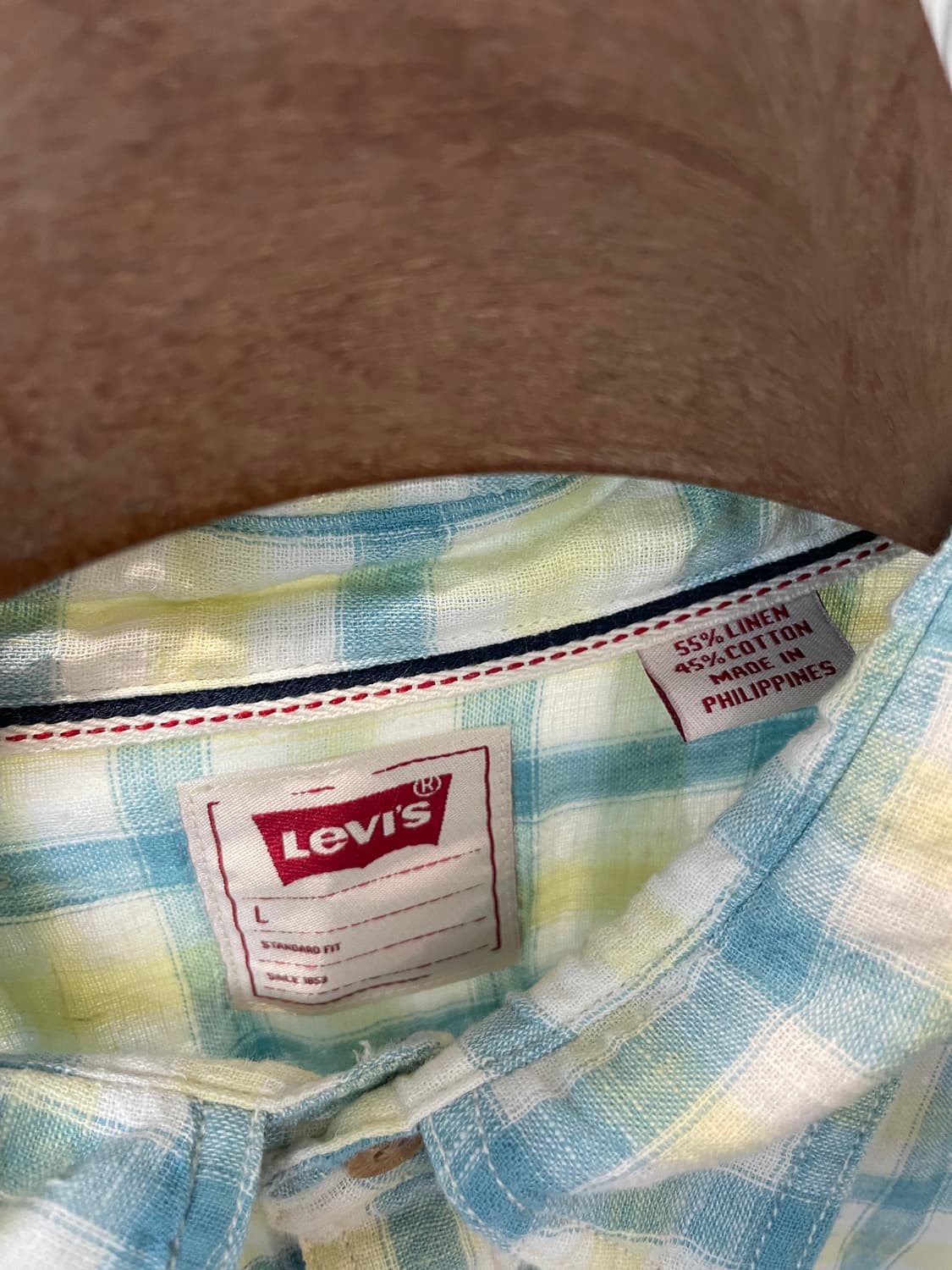 (XL) Levis 리바이스 린넨 코튼 체크 반팔 셔츠 상품이미지8