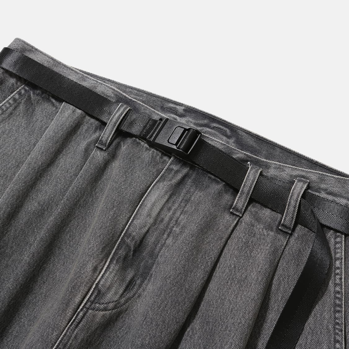 [2] 모이프 와이드 벨티드 데님 블리치드 블랙 moif 상품이미지2