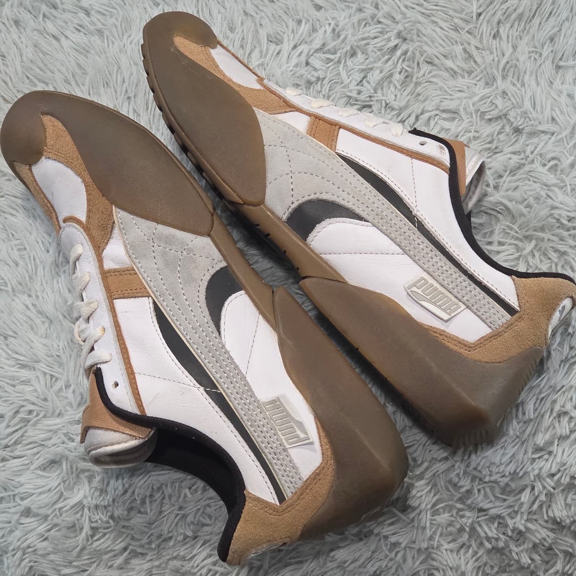 6q-25:푸마 폼스트리트 레트로 스니커즈 화이트/브라운 (26cm) 상품이미지7