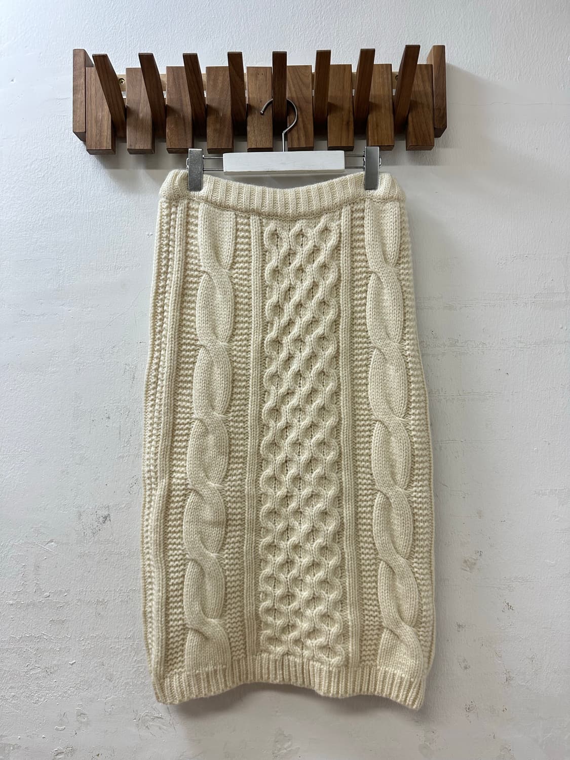 일본빈티지 케이블 아이보리 울 니트 스커트 상품이미지1