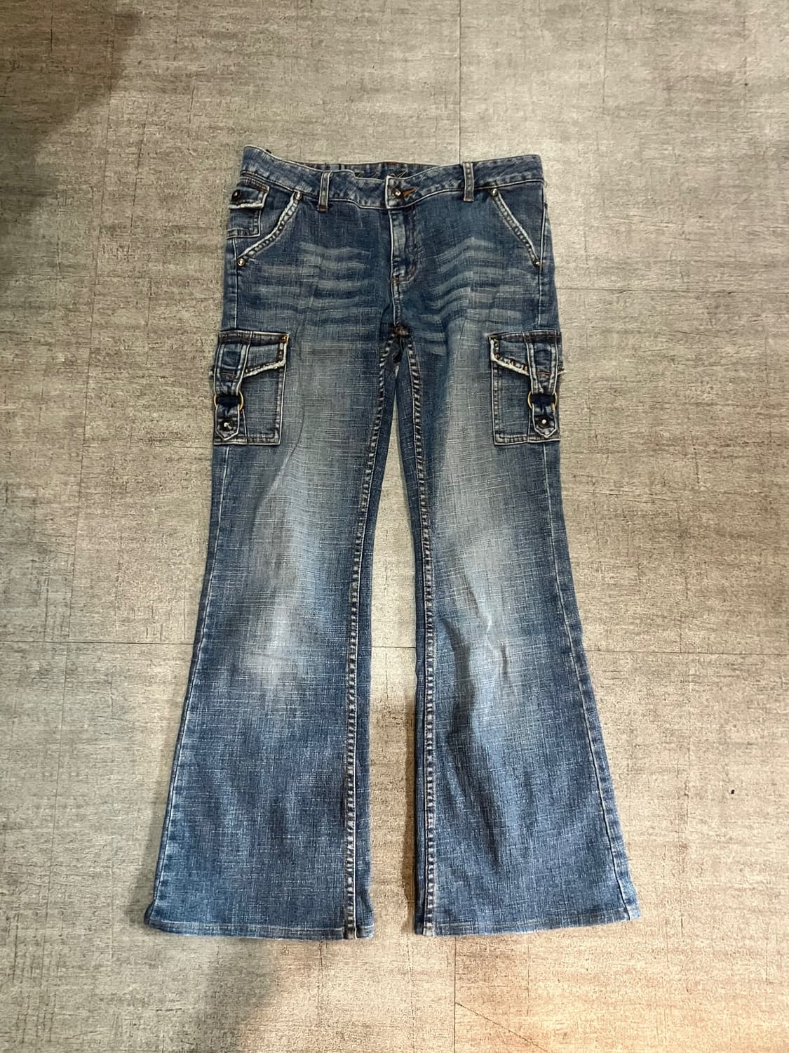 일본빈티지 Backand 핀터깔y2k 보헤미안펑크 카고부츠컷팬츠 상품이미지1