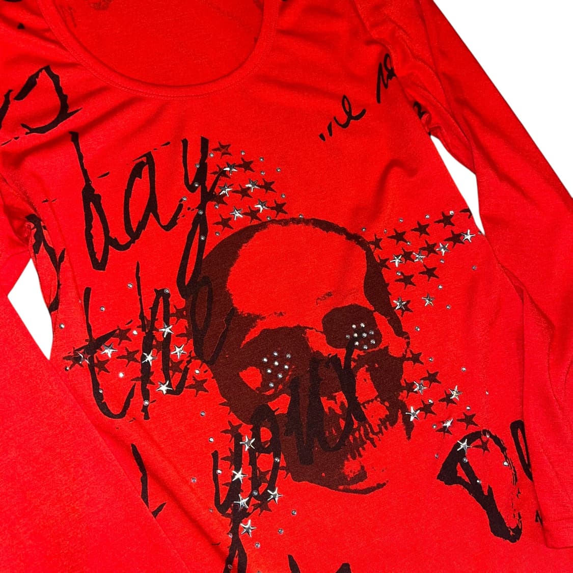 해골별프린팅 스터드 긴팔티 펑크y2k갸루 상품이미지2