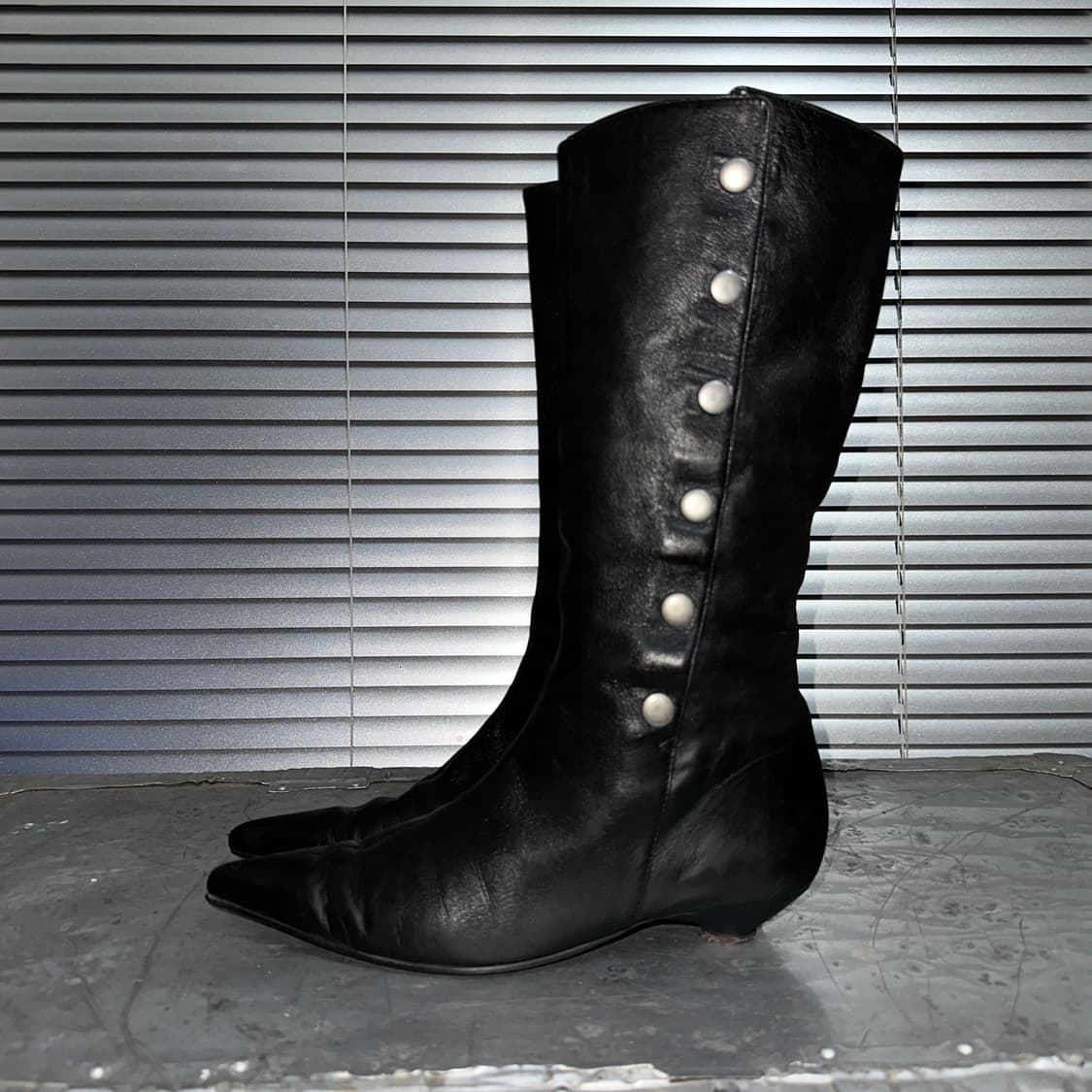 00s 아카이브 램스킨 스냅 버튼 포인트 부츠 상품이미지2