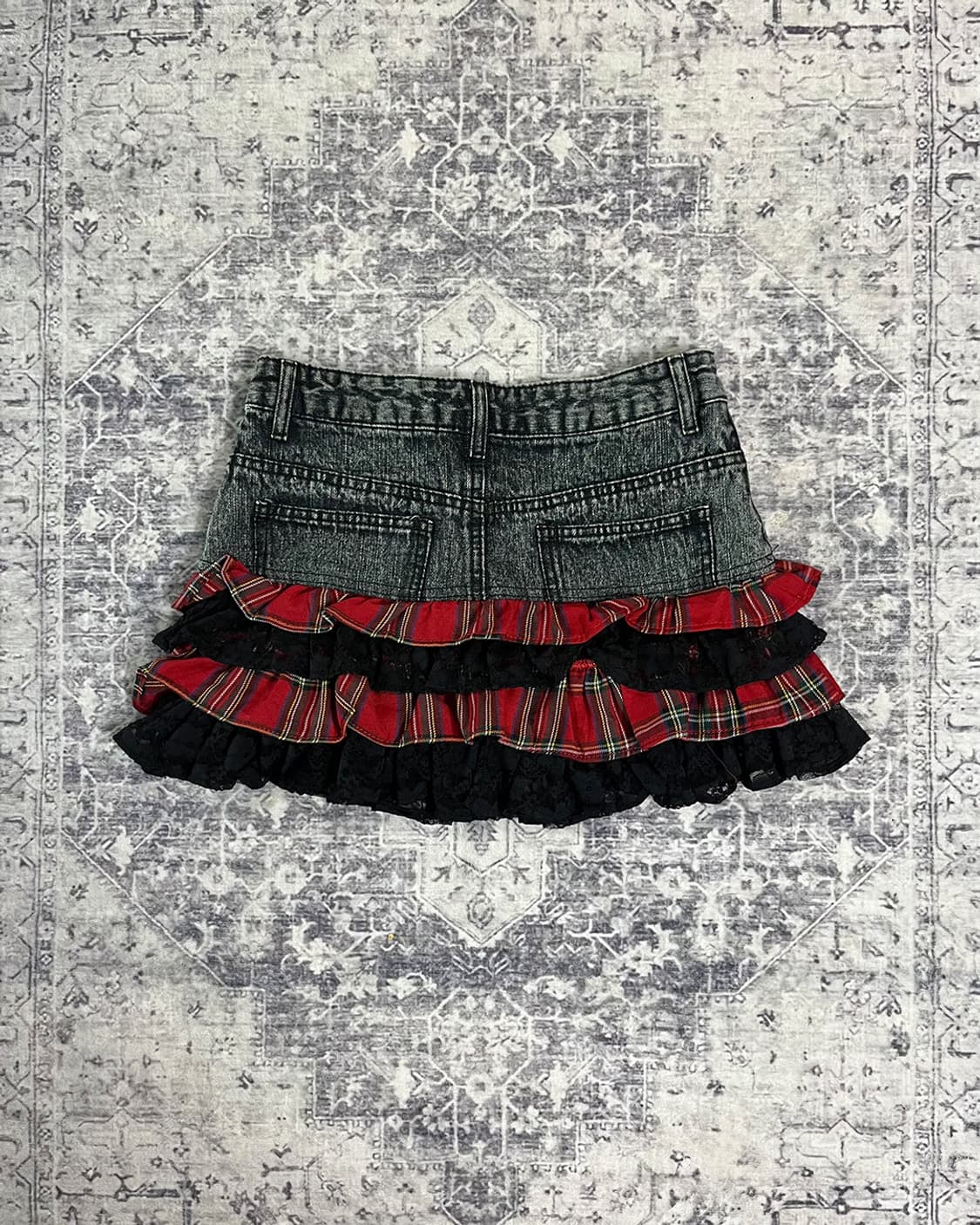 Punk Doll Tartan Lace Ruffle Denim Skirt 상품이미지4