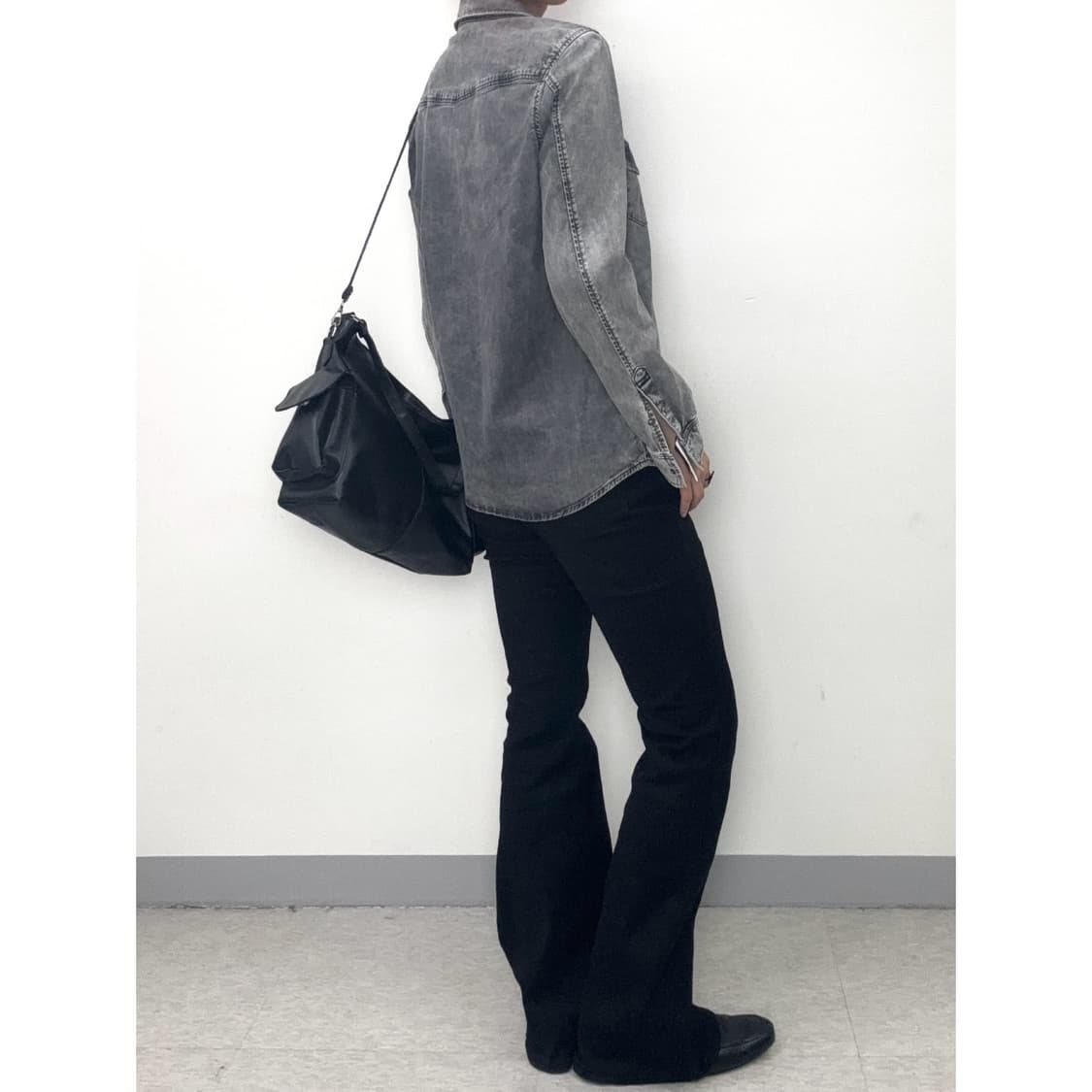 빈티지 흑청 데님 셔츠 상품이미지3