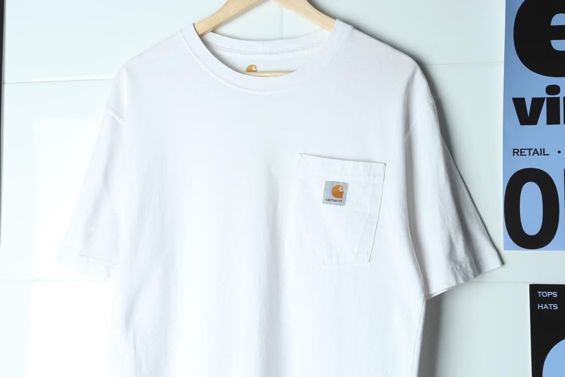 (S-L) 칼하트 반팔 티셔츠 이염 에이징 흰색 원포켓-H33295 상품이미지3