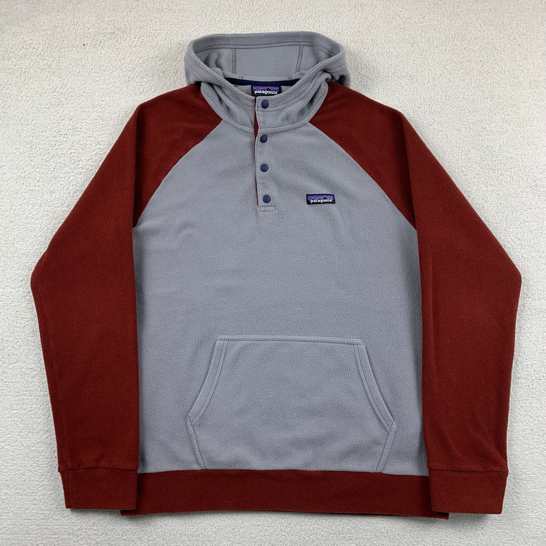 파타고니아 MICRO-D 플리스 후디 버건디/그레이 상품이미지1