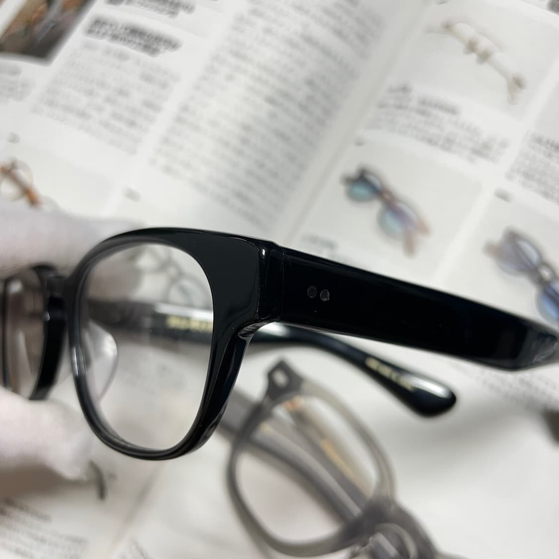 銘品晴夫作 하루오사쿠 셀룰로이드 일본 장인 뿔테 검정 안경 상품이미지3